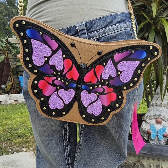NWT BETSEY JOHNSON RAINBOW KITSCH BUTTERFLY CROSSBODY - Picture 1 of 5